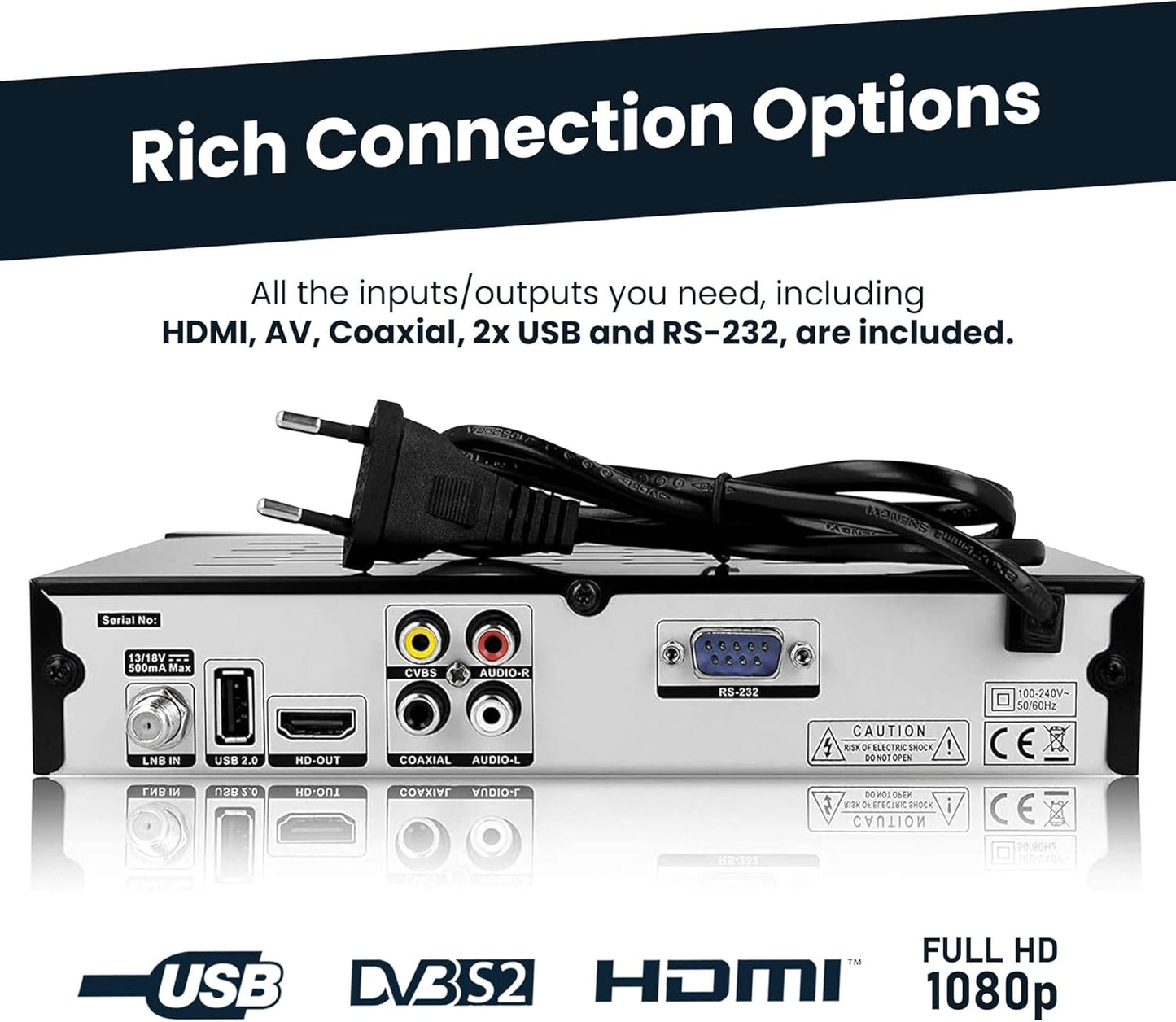 Hd-line 20500 Digitaler Satelliten HD Receiver (DVB-S/DVB-S2, HDMI, AV, 2X USB 2.0,
