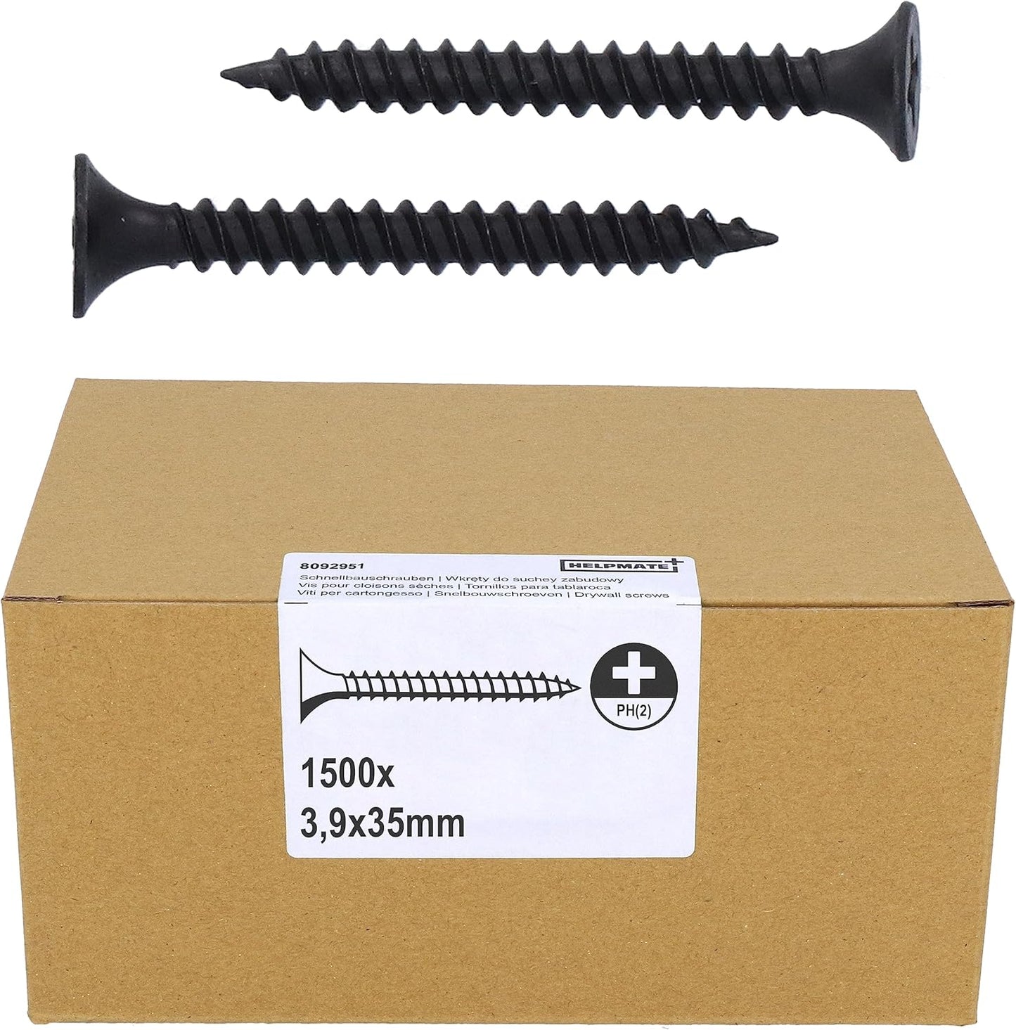HELPMATE Schnellbauschraube 3,9 x 35 mm PH2 1500 Stück Grobgewinde Holz Trockenbauschrauben