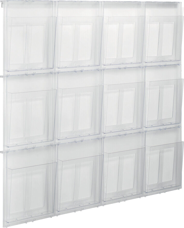 helit Wanddisplay PLACATIV 12 Fächer DIN A4 hoch Klarglas