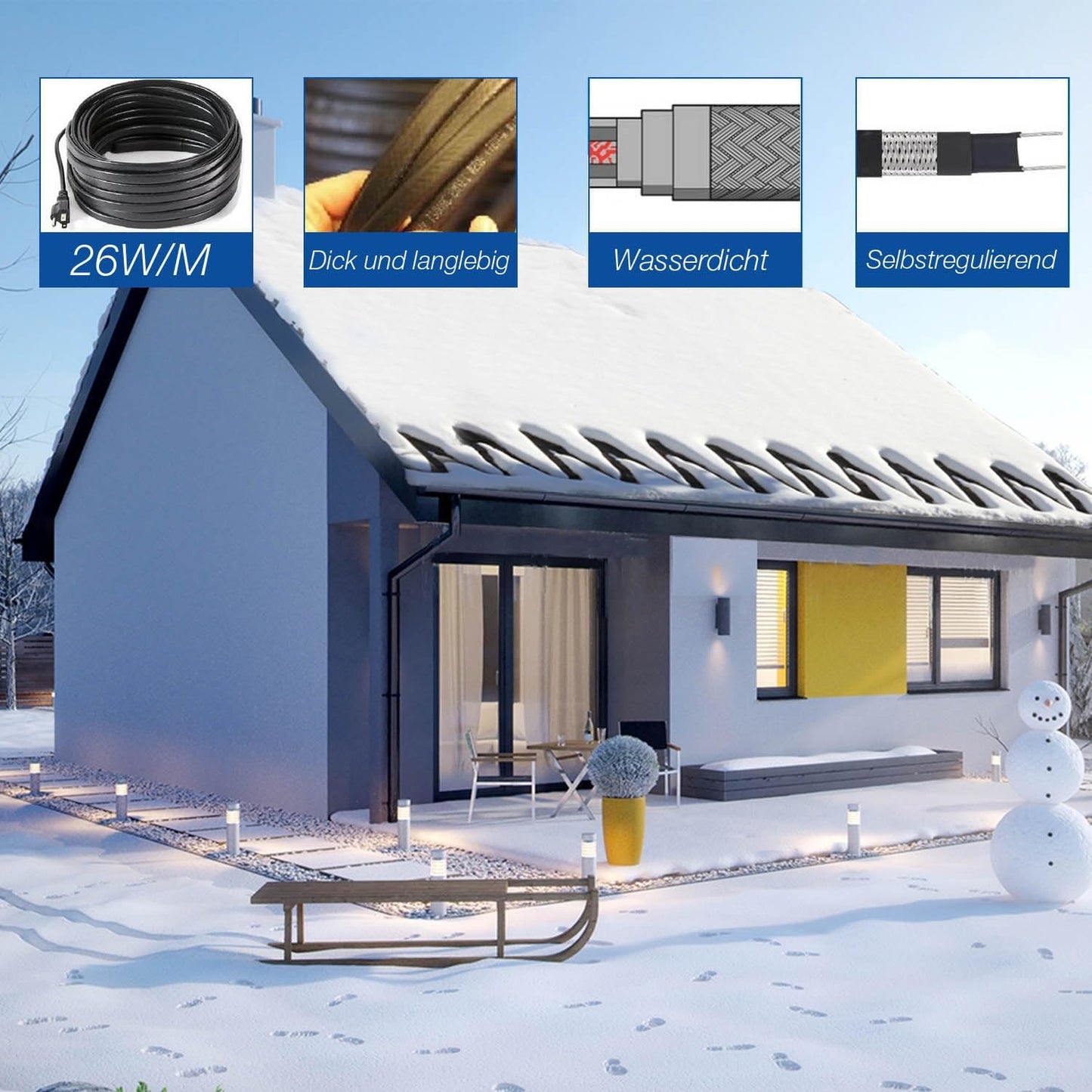 H&G Lifestyles 15M Elektrische Heizband für Dach Schnee Enteisungs 8W/ft