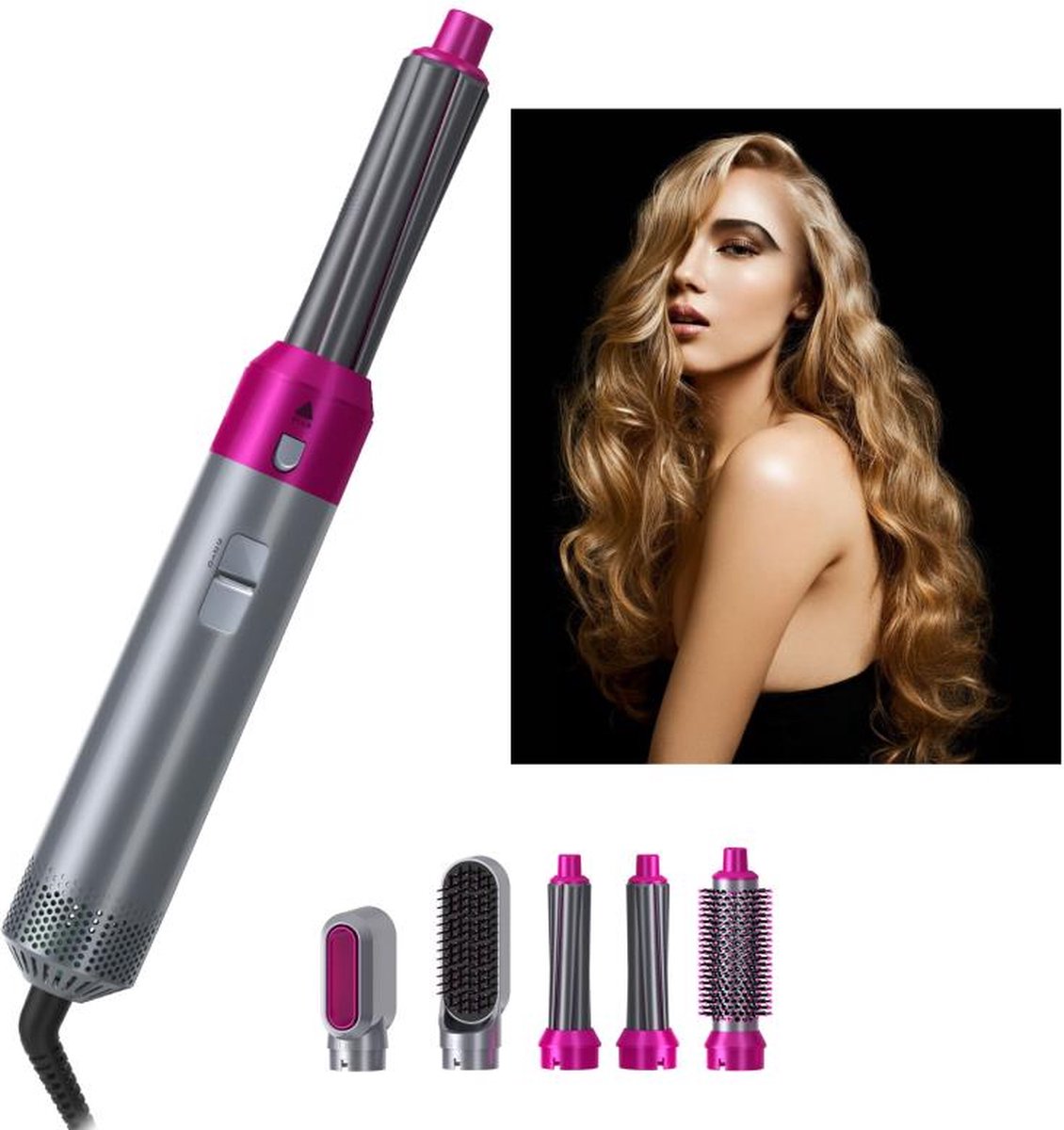 YiKo Warmluftbürste Glättbürste 5in1 Set Lockenbürste Ionen Air styler