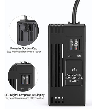 H3 ECO Unterwasser-Aquarienheizung 150 W, Aquarienheizung mit externem Digitalregler, 110–150 l