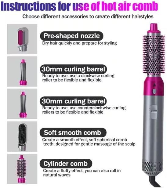 YiKo Warmluftbürste Glättbürste 5in1 Set Lockenbürste Ionen Air styler