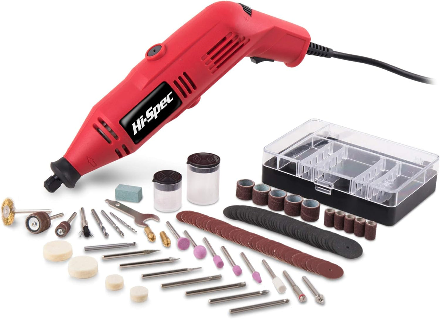 Kit d'outils rotatifs Hi-Spec Power 130 W avec 121 forets compatibles Dremel pour le perçage, la découpe, la coupe et le ponçage dans les réparations de bricolage