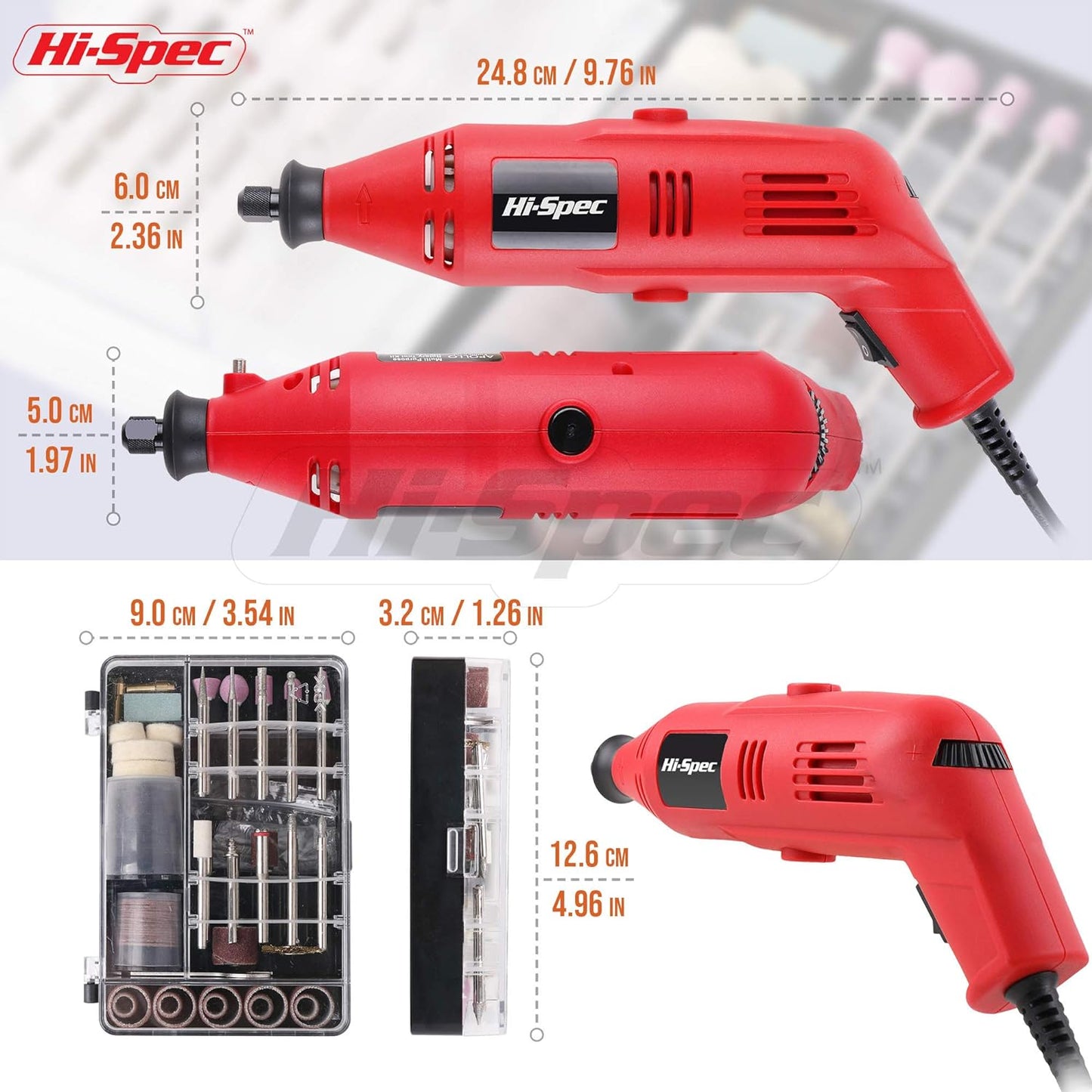 Kit d'outils rotatifs Hi-Spec Power 130 W avec 121 forets compatibles Dremel pour le perçage, la découpe, la coupe et le ponçage dans les réparations de bricolage