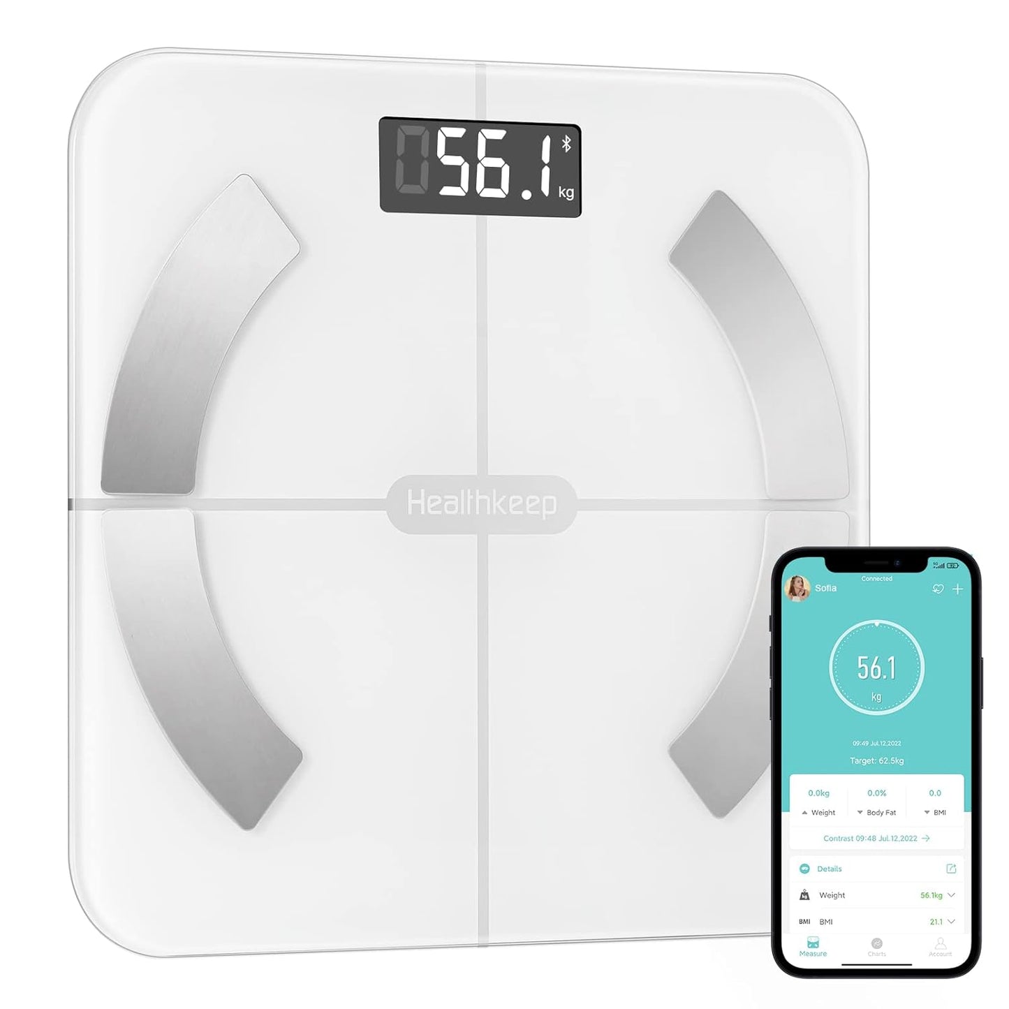 Healthkeep Körperfettwaage Personenwaage Digital Smart home Waag waage mit körperfett und muskelmasse