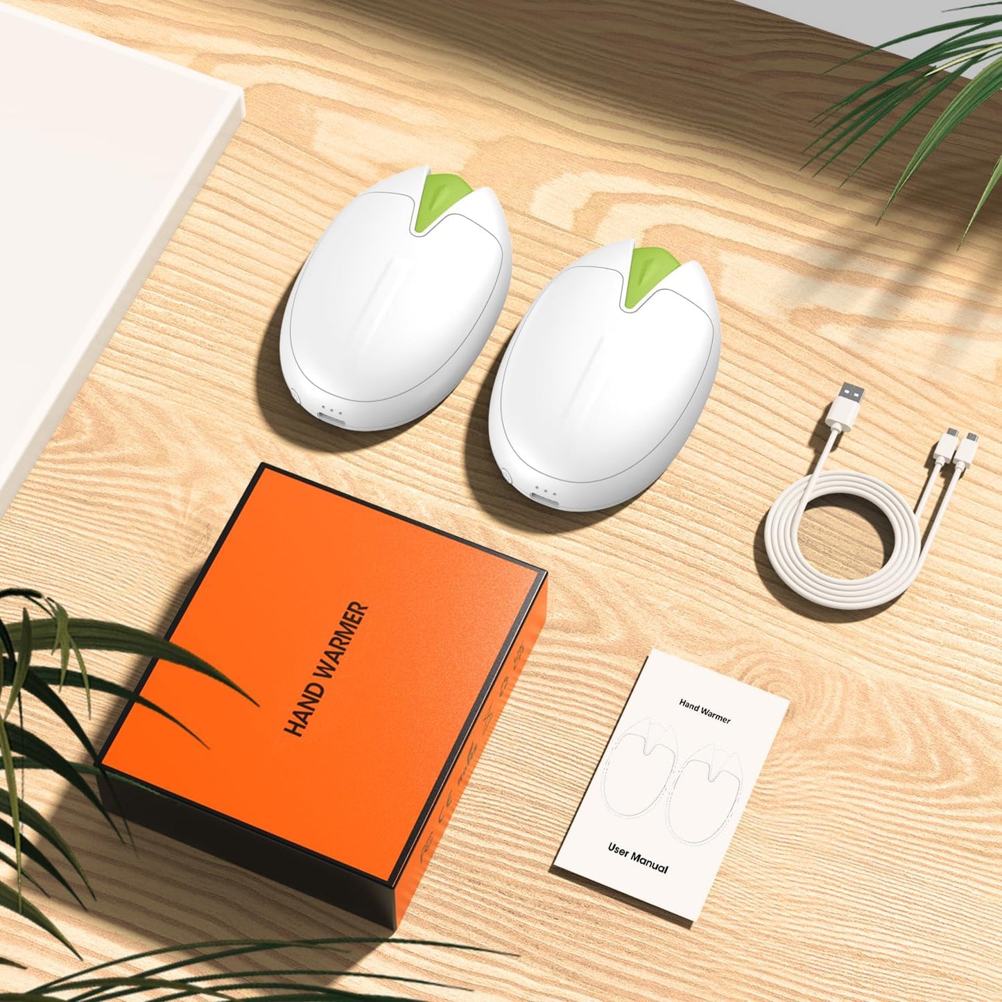 Handwärmer Elektrisch, 2er Set 6000mAH Akku Wiederverwendbar Aufladbar Taschenwärmer