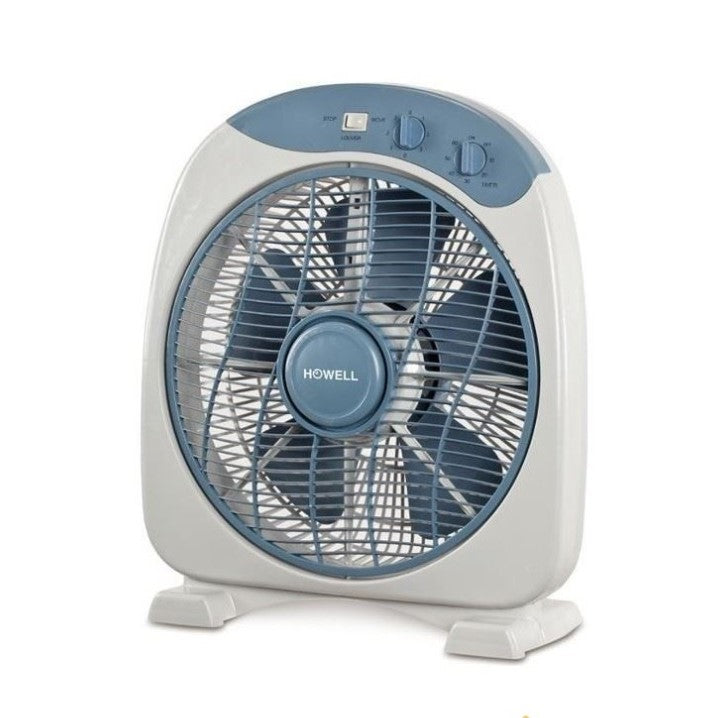 Howell Tischventilator 40 Watt, Box Fan mit Timer, weiß/blau, 30 cm