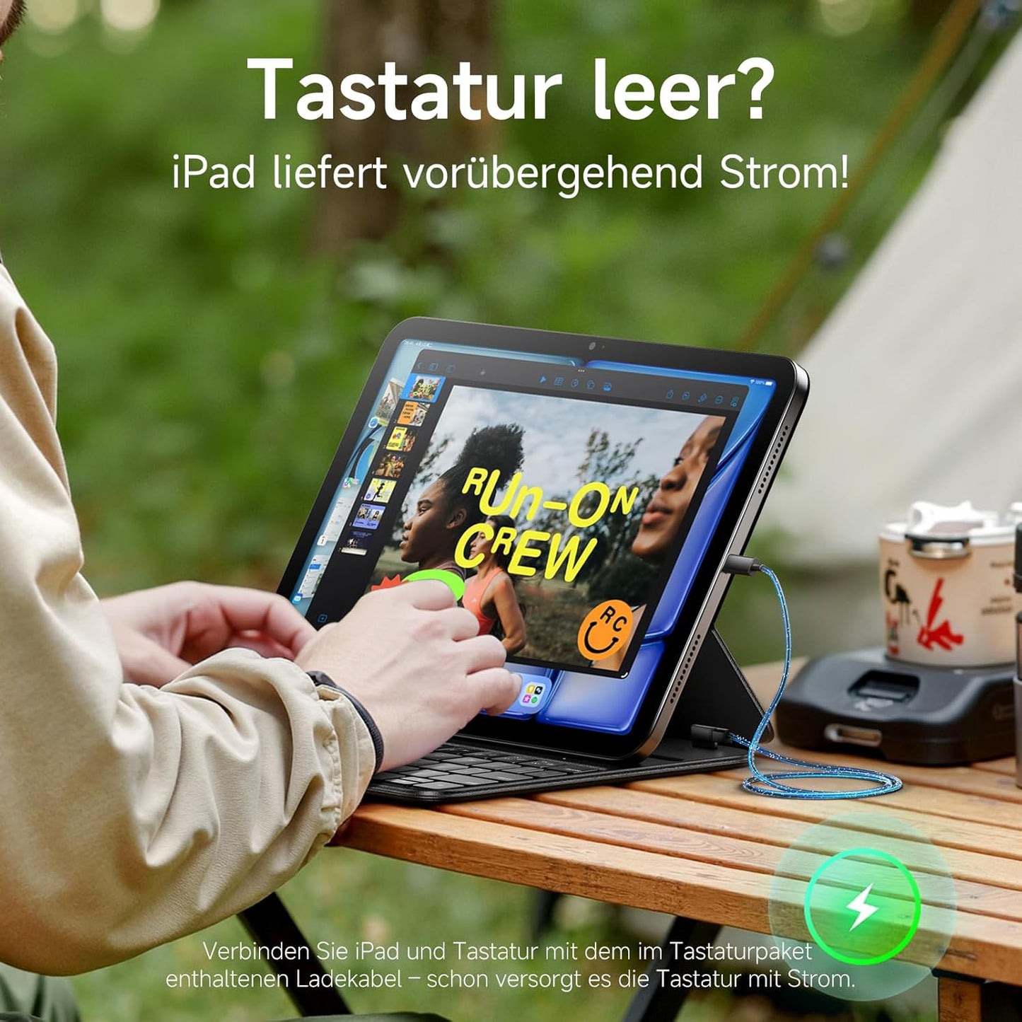 HOU Folio Tastatur für iPad Pro 11,Air 11 Zoll,Air 5/4 Gen. QWERTZ, Weiß