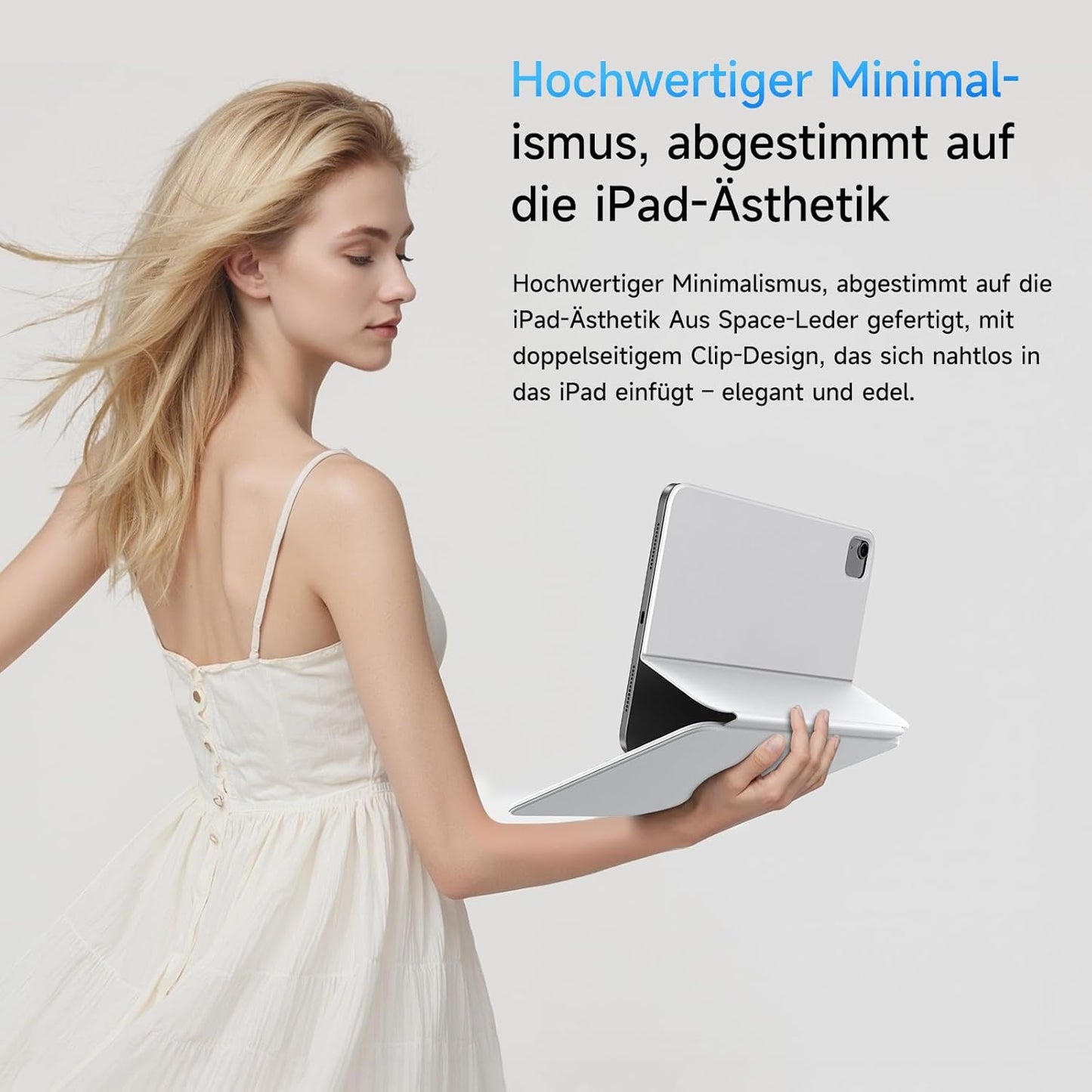 HOU Folio Tastatur für iPad Pro 11,Air 11 Zoll,Air 5/4 Gen. QWERTZ, Weiß