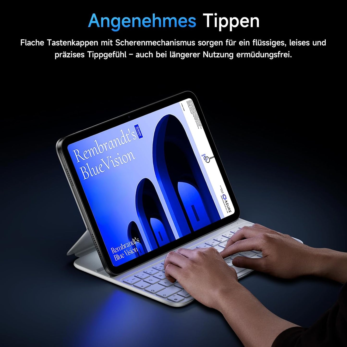 HOU Folio Tastatur für iPad Pro 11,Air 11 Zoll,Air 5/4 Gen. QWERTZ, Weiß
