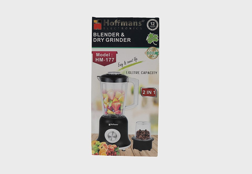 HOFFMANS HM-177 Mixer Standmixer und trockenmischer, Kaffeebohnenmühle 1,6 L, 600W, 2 in 1