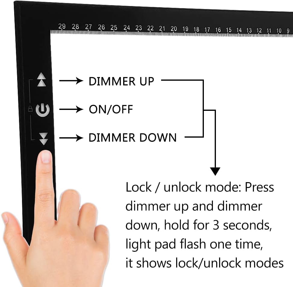 HSK A4 LED-Lichtpad Sperren/Entsperren Touch-Dimmer-Knopf Helligkeit 7000 Lux