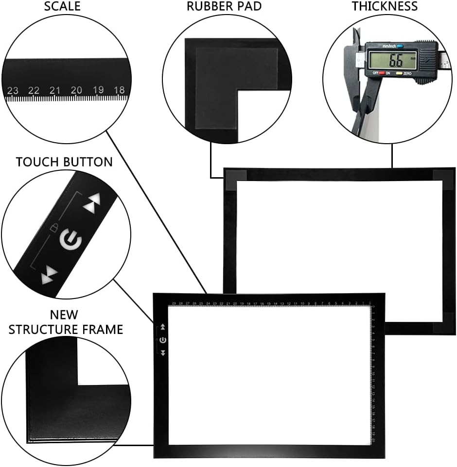 HSK A4 LED-Lichtpad Sperren/Entsperren Touch-Dimmer-Knopf Helligkeit 7000 Lux