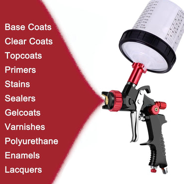 HVLP Lackierpistole-Professionelle Farbspritzpistole mit 1,3 mm Düse /600 ml Plastikbecher