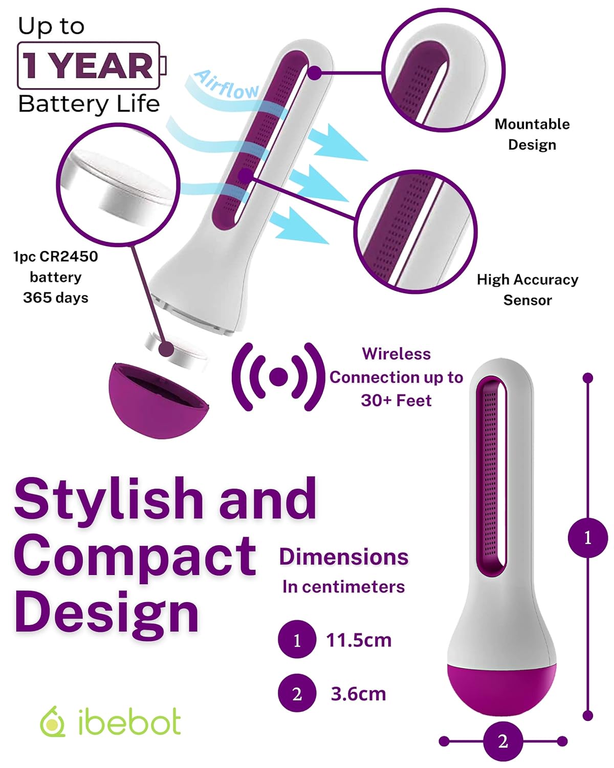 AirComfort Hygrometer und Thermometer für Zuhause mit Benachrichtigung auf iOS- und Android-Geräten