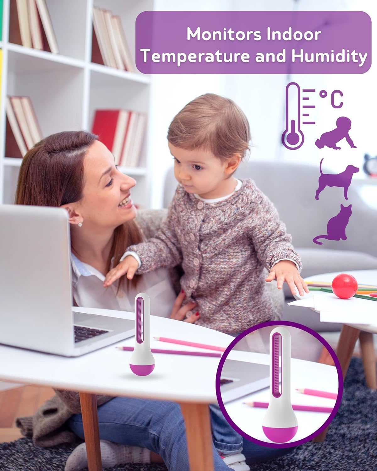 AirComfort Hygrometer und Thermometer für Zuhause mit Benachrichtigung auf iOS- und Android-Geräten