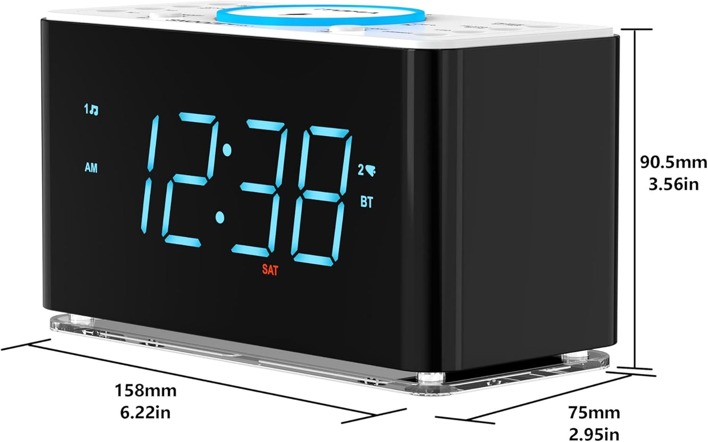 iTOMA Radiowecker, 15 Watt APP-Steuerung, Bluetooth,Dual-Alarm, Snooze, Dimmer,CKS207A