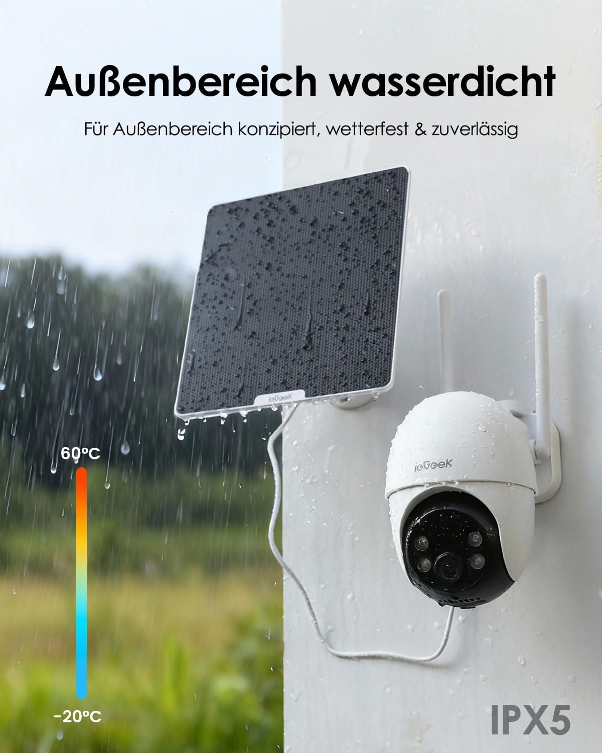 ieGeek 4G 24/7 Aufzeichnung AOV Überwachungskamera, 360° PTZ, 2K 3MP, KI-Erkennung mit SIM