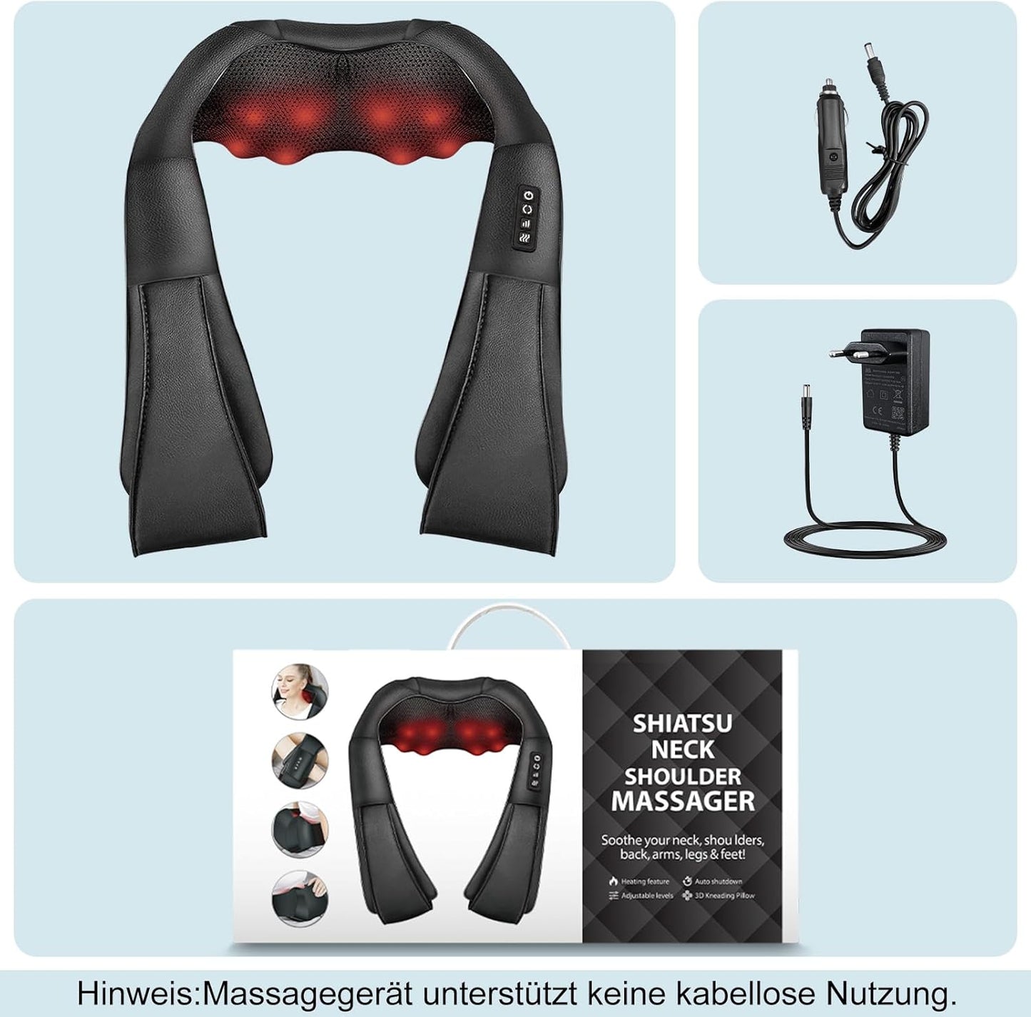 iKristin Nackenmassagegerät mit Wärme, Shiatsu Massagegerät 3D Deep Massage
