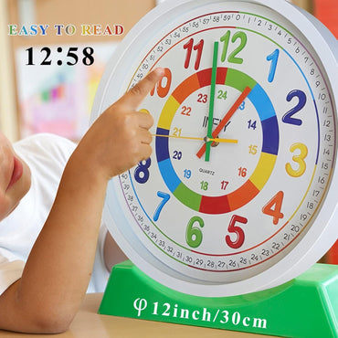 INFIY Leise Kinderwanduhr 12' (30,5 cm) für Kinderzimmer, Schlafzimmer,