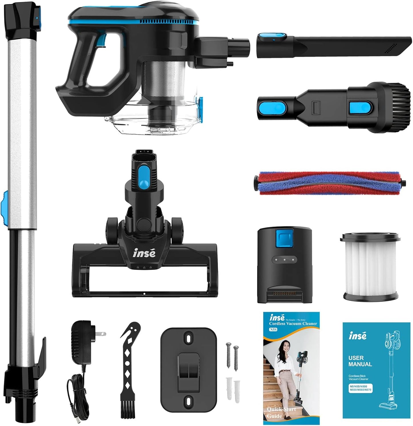 INSE N5S Akku Staubsauger 20KPa, 6-in-1 Staubsauger,45 Min Laufzeit, 1,2 L