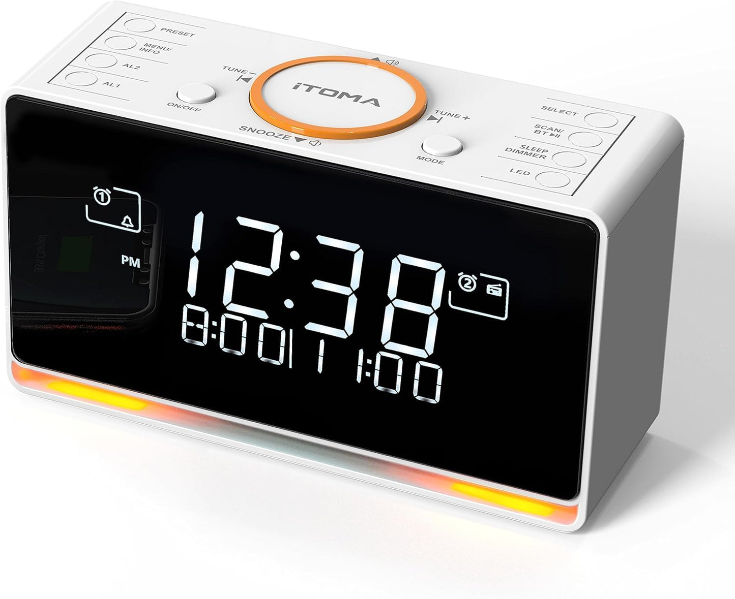 iTOMA 728 DAB- und FM-Radiowecker mit 40 Voreinstellungen,Bluetooth, Doppelalarm, Sleep-Timer,