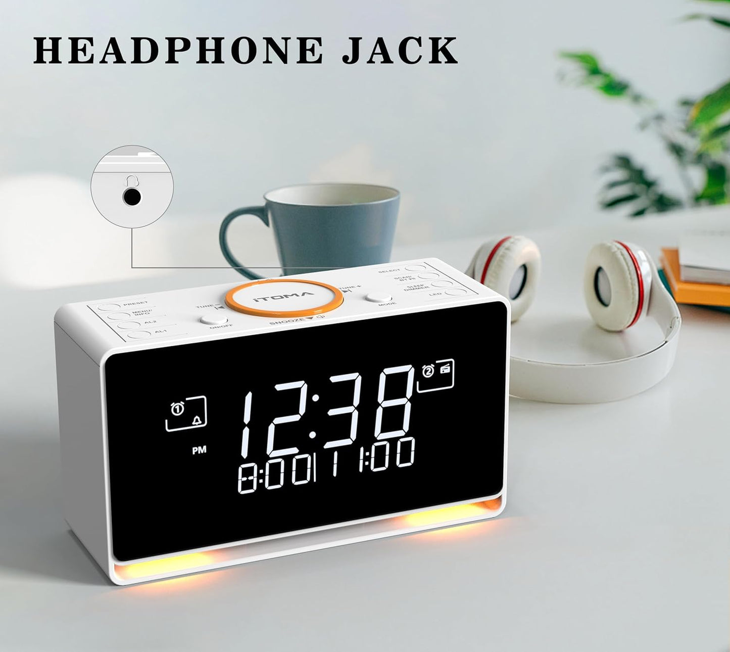 iTOMA 728 DAB- und FM-Radiowecker mit 40 Voreinstellungen,Bluetooth, Doppelalarm, Sleep-Timer,