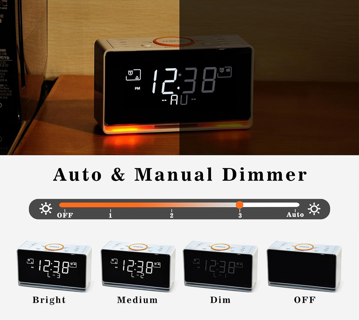 iTOMA 728 DAB- und FM-Radiowecker mit 40 Voreinstellungen,Bluetooth, Doppelalarm, Sleep-Timer,