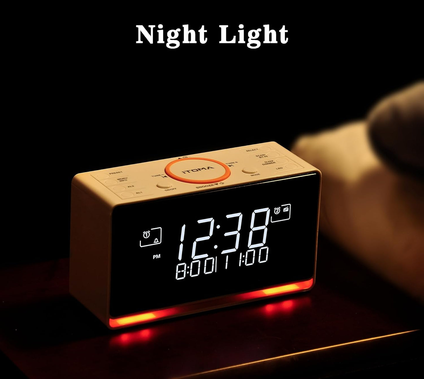 iTOMA 728 DAB- und FM-Radiowecker mit 40 Voreinstellungen,Bluetooth, Doppelalarm, Sleep-Timer,