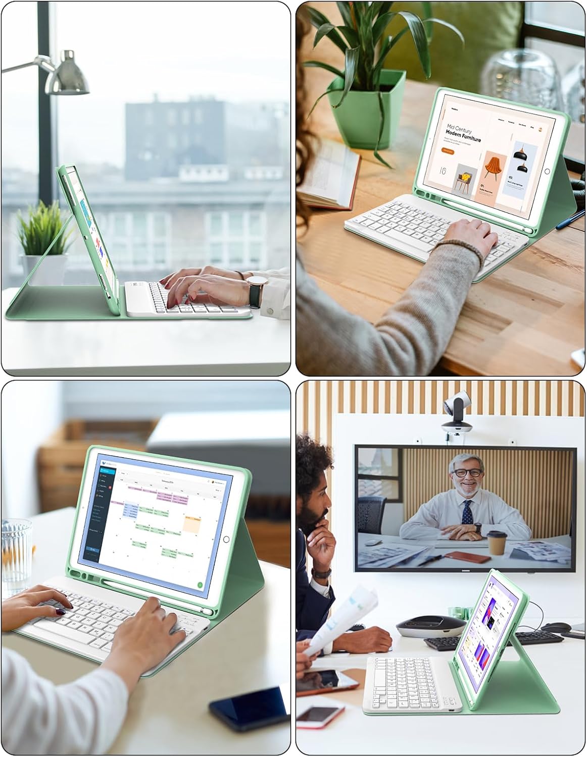 IVEOPPE iPad Tastatur Mit Hülle für 9./8./7. Gen... QWERTZ, Minzgrün