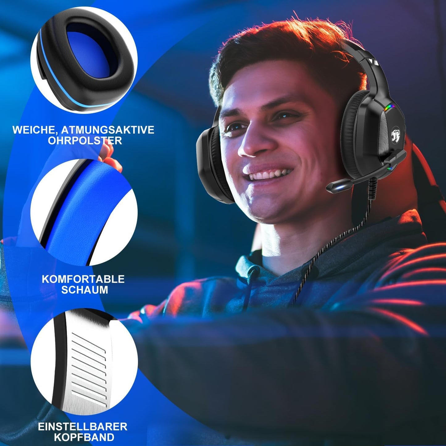 IMYB A36 Gaming Headset mit Mikrofon Stereo Surround Noise Cancelling