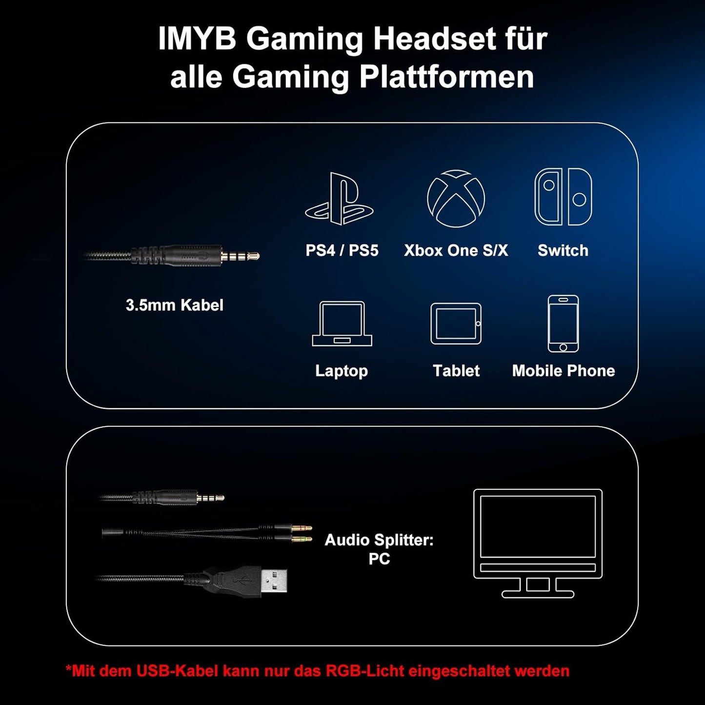 IMYB A36 Gaming Headset mit Mikrofon Stereo Surround Noise Cancelling