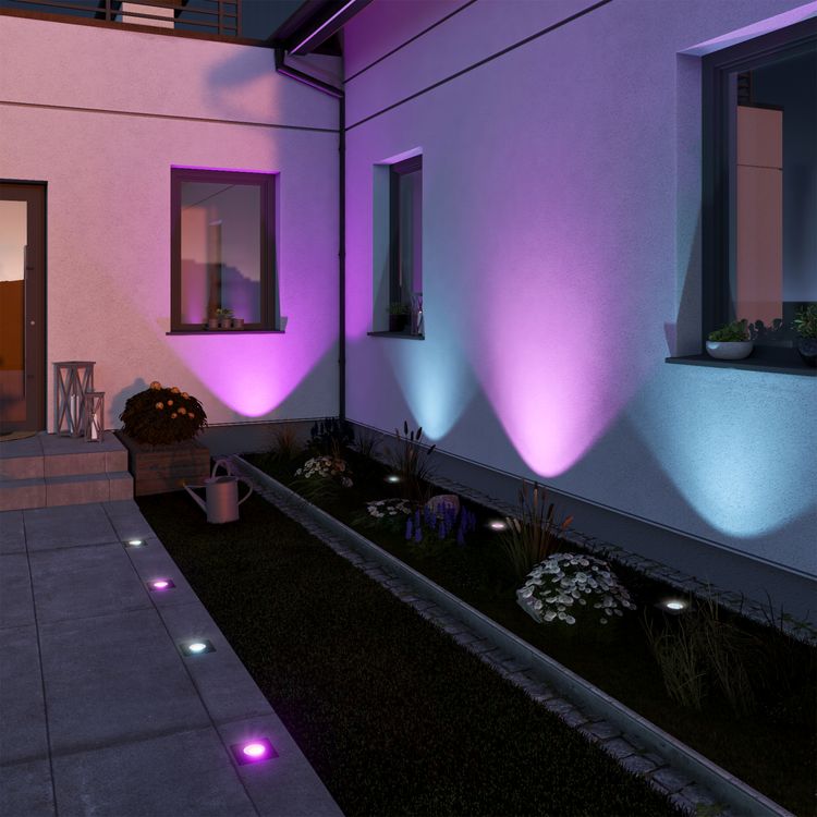 SSC-LUXon JUAVI Lampe de jardin IP67, noir, noir, barre d'éclairage, porte-jardin