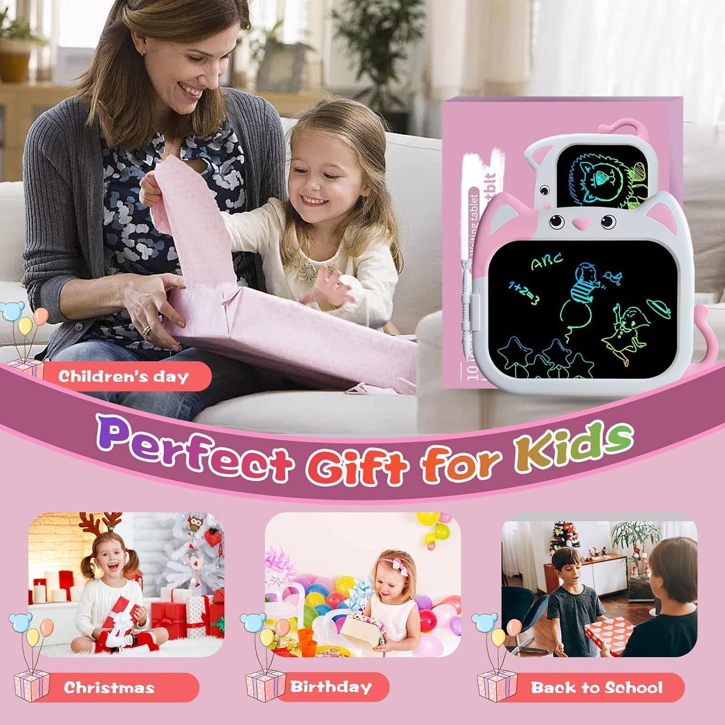 Kinder-Zeichentablett, Schreibtablett 1"0 zoll rose