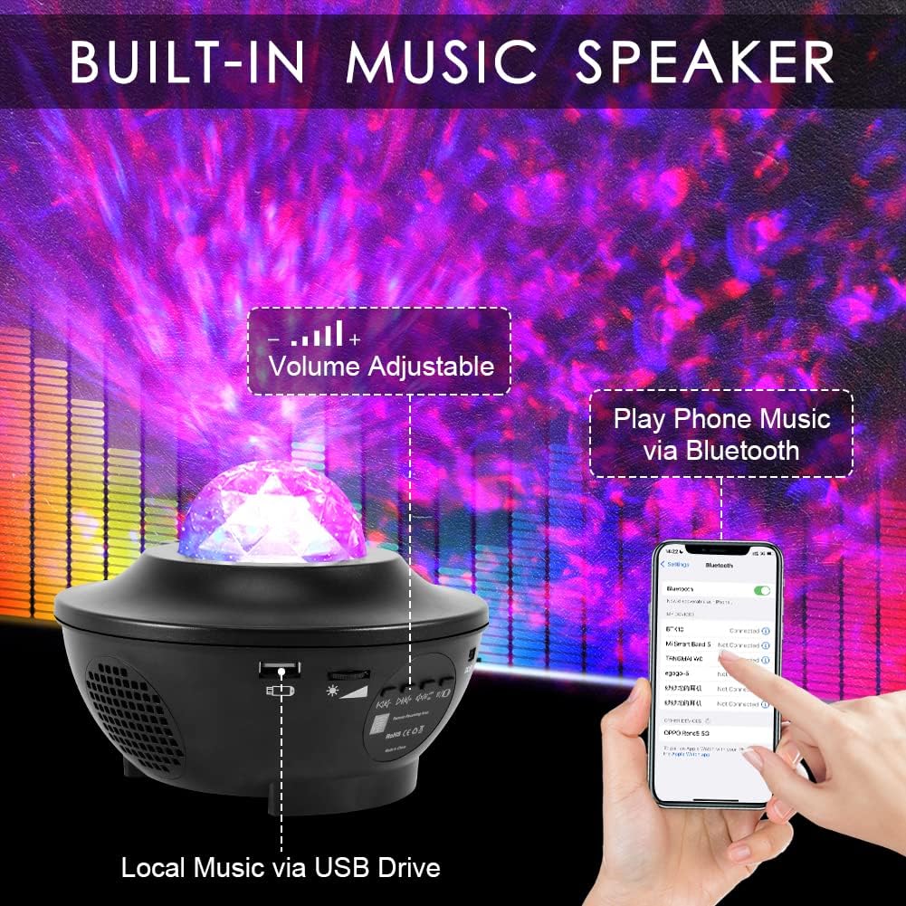 Joycabin – projecteur de lumière nocturne Galaxy, lumière de nuit, lampe de musique LED Aurora Bluetooth