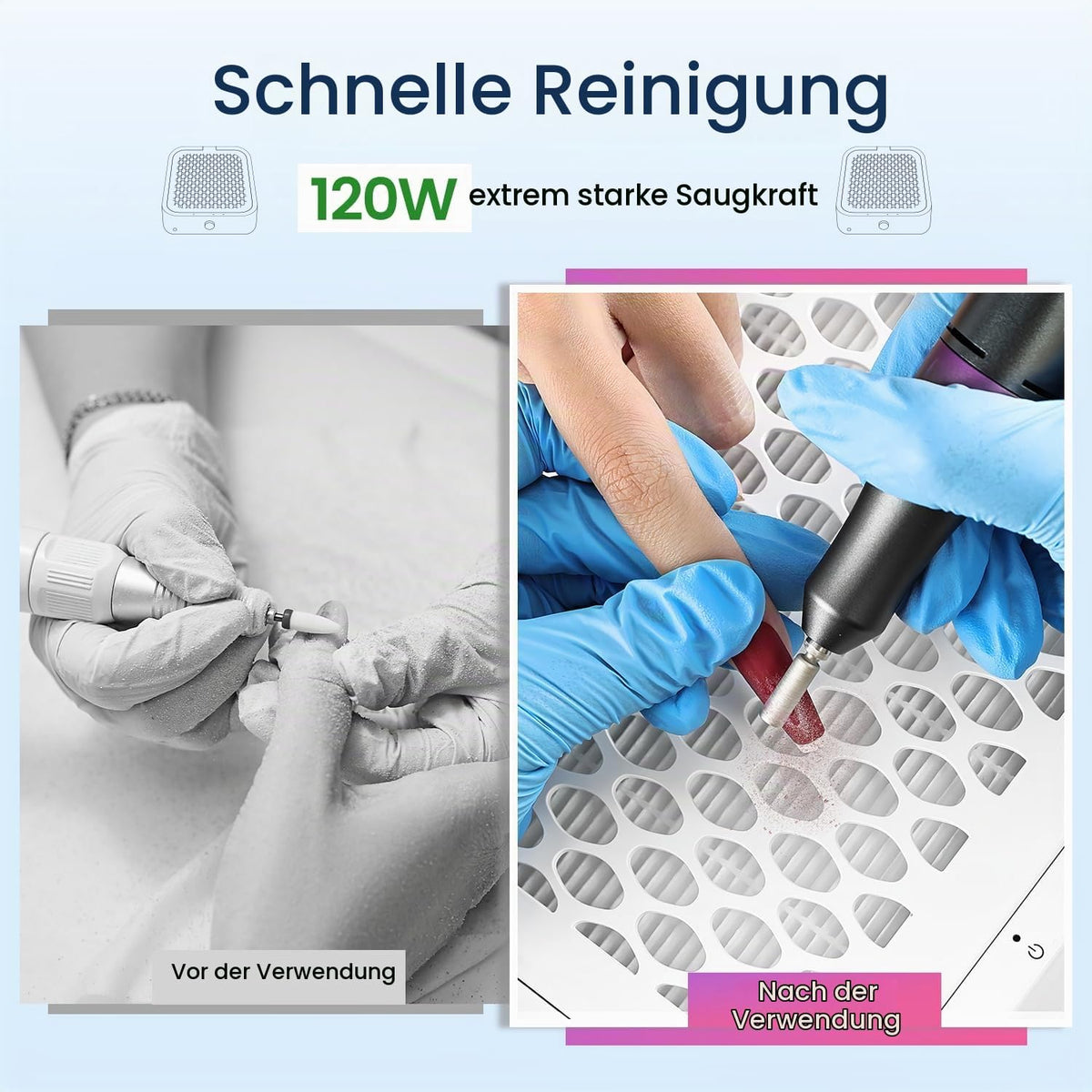 JODSONE 120 W Nagelstaubsammler,Staubsammler Nagel mit wiederverwendbarem Filter