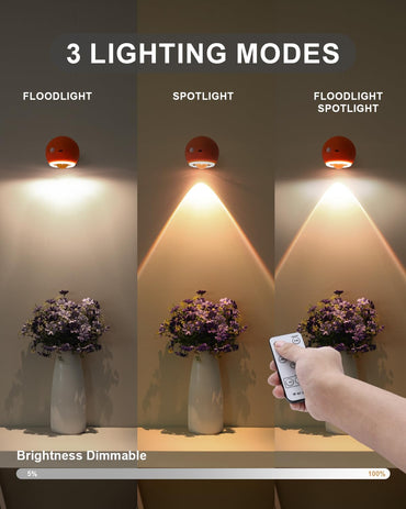 Jefedana (2 er pack) LED Wandleuchte Innen,Bewegungsmelder,dimmbar 3 Farbmodi,orange