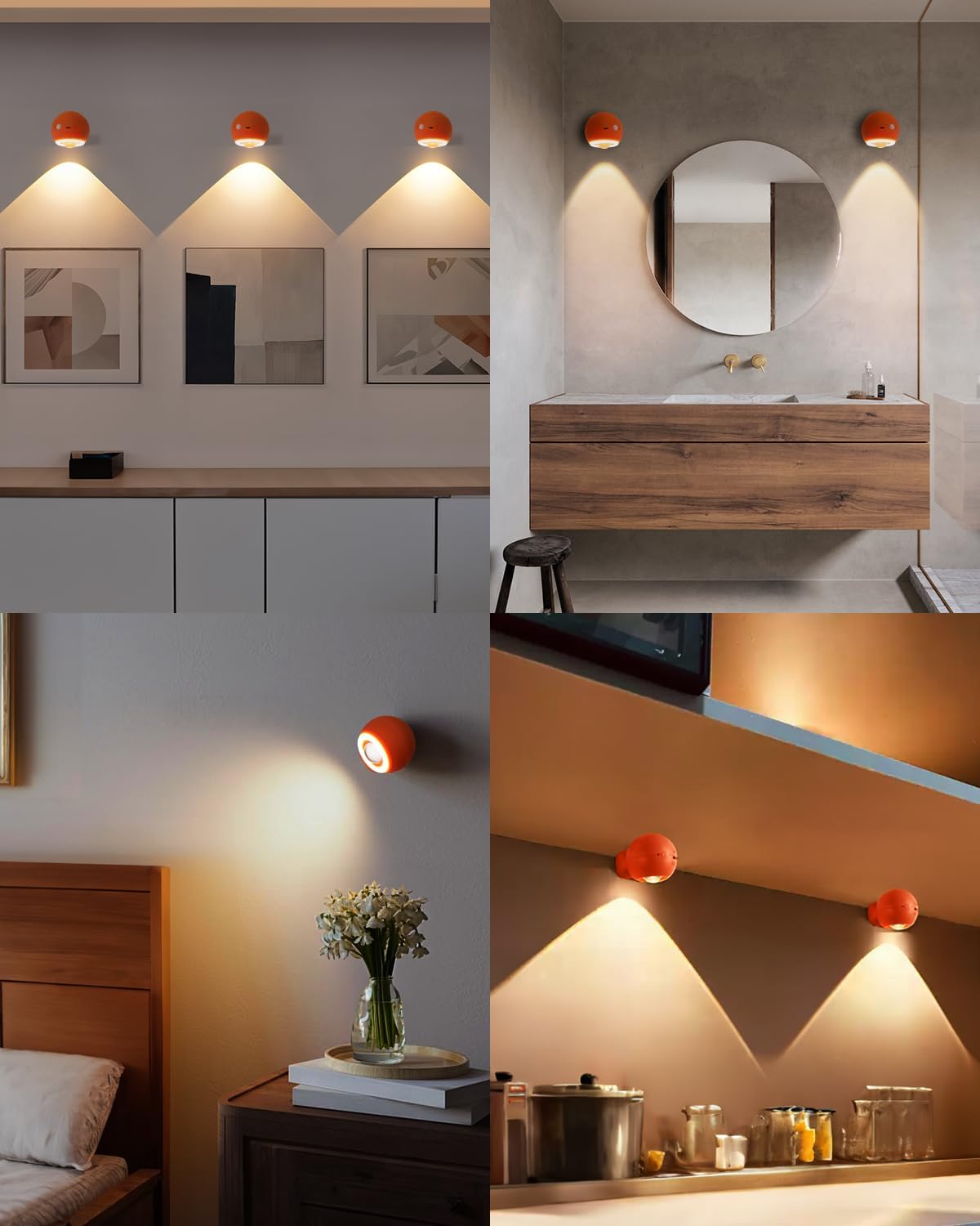 Jefedana (2 er pack) LED Wandleuchte Innen,Bewegungsmelder,dimmbar 3 Farbmodi,orange