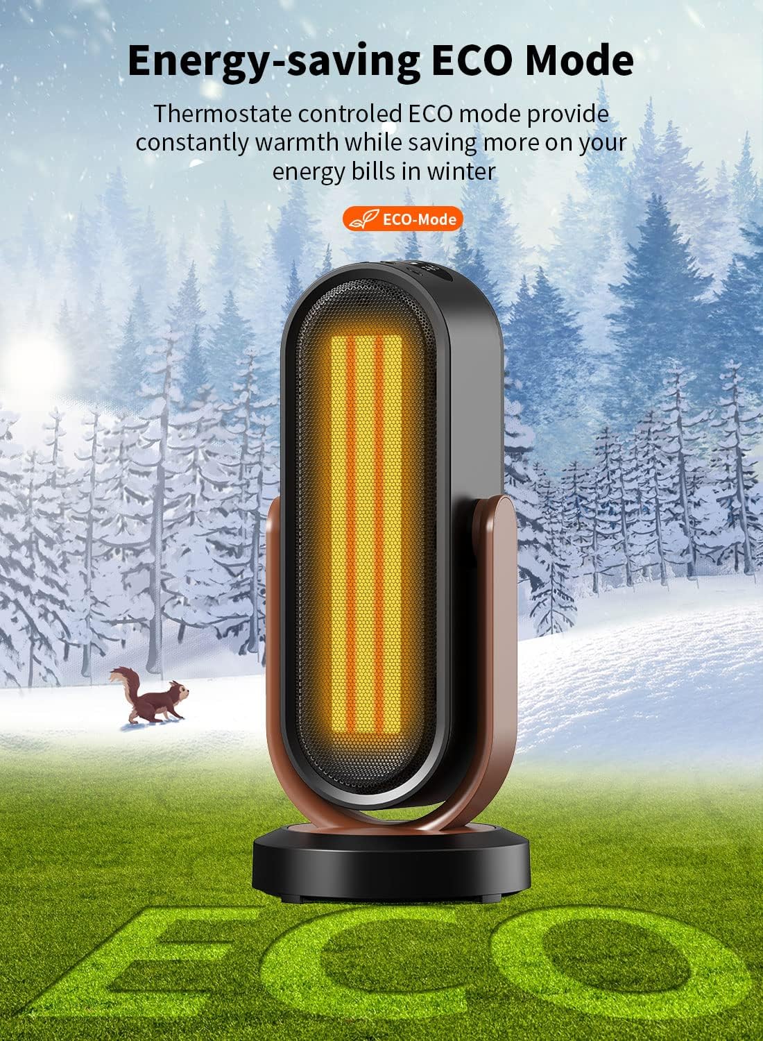 jialexin Elektrische Heizung, 1500 W Heizlüfter mit rundum 165 ° Oszillation, PTC-Keramikheizung mit Thermostat, Fernbedienung,