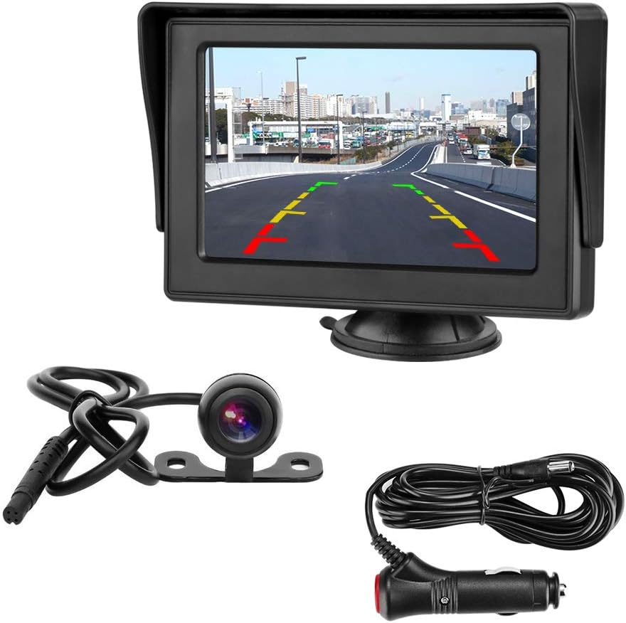 Jansite Rückfahrkamera mit 4,3-Zoll-Monitor, wasserdicht, IP68, Nachtsicht-Kit, Einparkhilfe