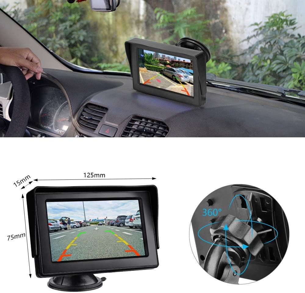 Jansite Rückfahrkamera mit 4,3-Zoll-Monitor, wasserdicht, IP68, Nachtsicht-Kit, Einparkhilfe