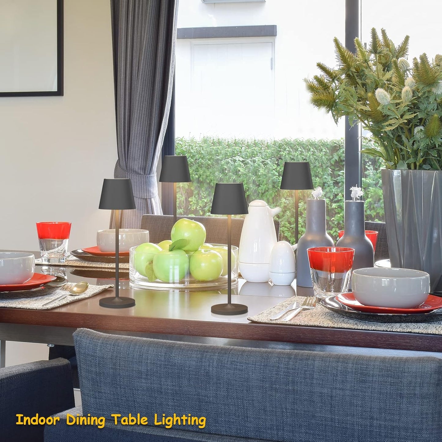 K-Bright Dimmbare LED Akku Tischleuchte Wiederaufladbar 3000K Anthrazit(2 Stück)