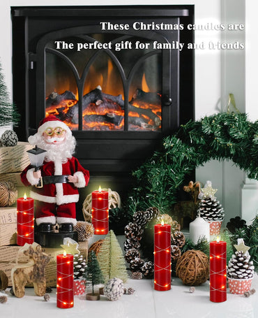 LED Kerzen, 5 Stück, LED-Lichterkette, 360 mit 10-Tasten-Fernbedienung rot