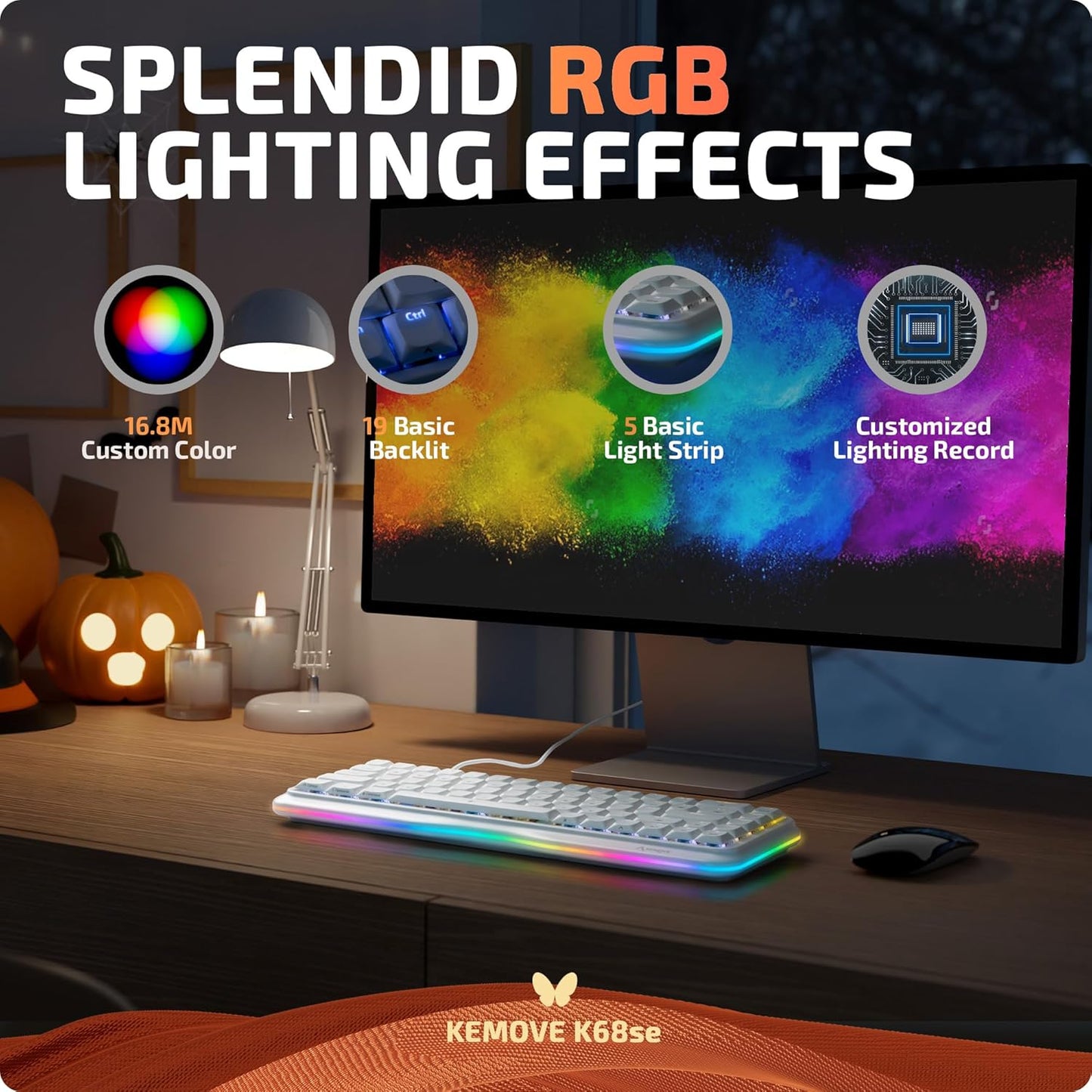 KEMOVE K68se Mechanisches Gaming-Touchpad mit braunem taktilem Schalter, ultrakompaktes Mini-Touchpad mit 68 Berührungen