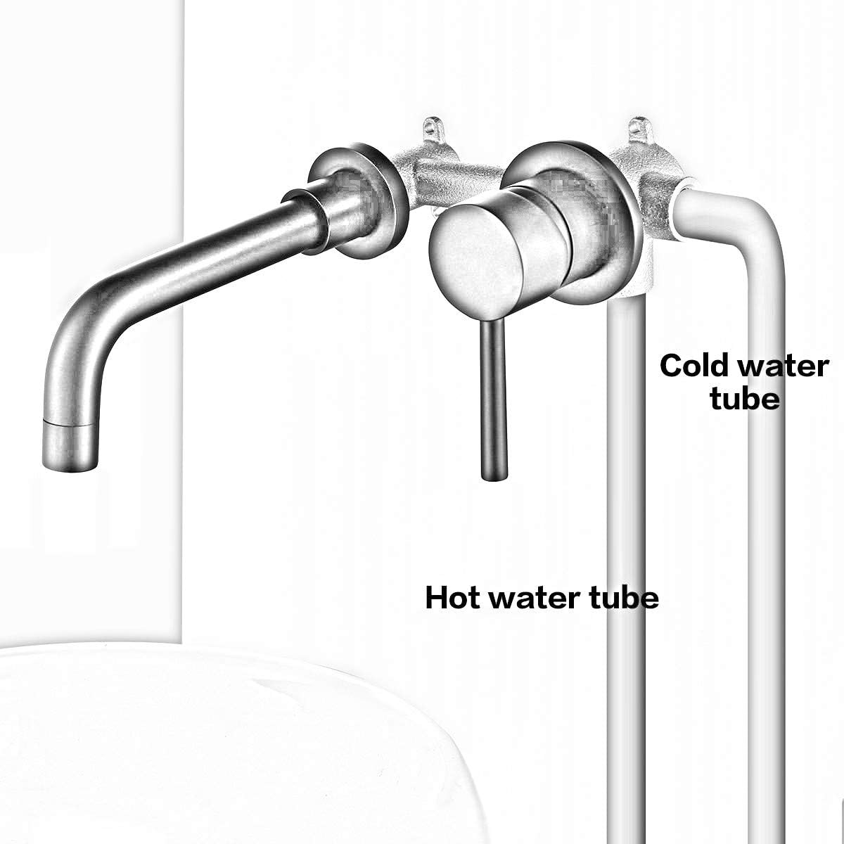 Kelelife Einhandmischer Wasserhahn Wand Waschtischarmaturen für Bad (Schwarz)