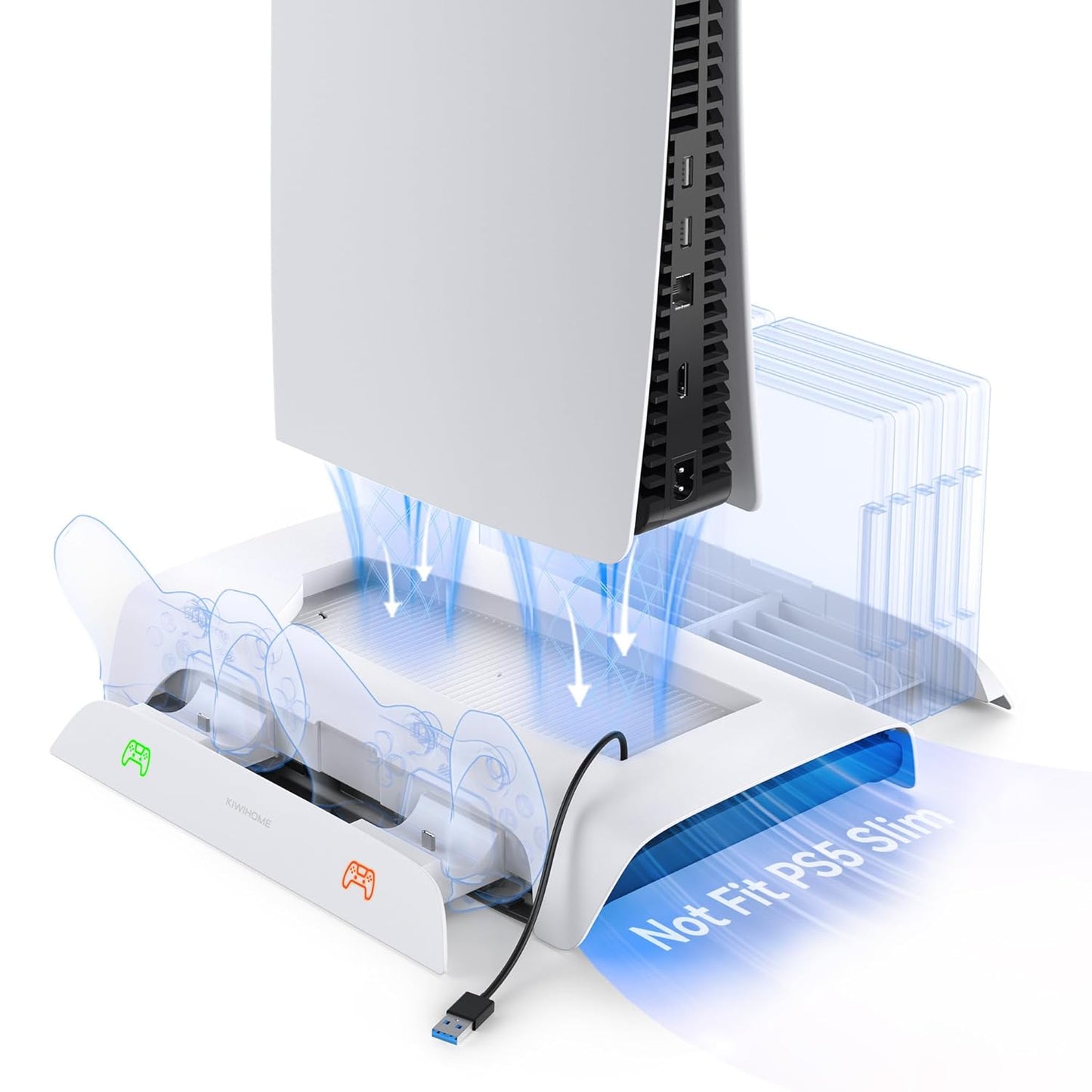 KIWIHOME Vertikale Kühler für PS5 Standfuß |Multifunktion Ständer RGB