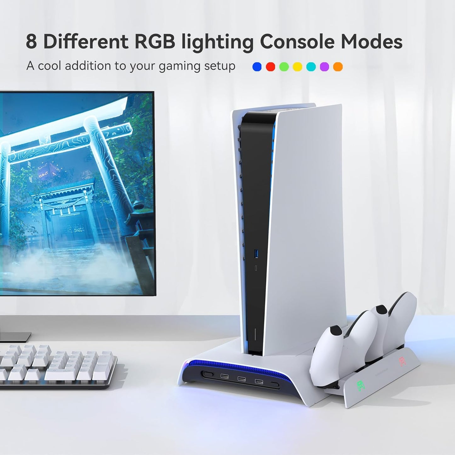 KIWIHOME Vertikale Kühler für PS5 Standfuß |Multifunktion Ständer RGB