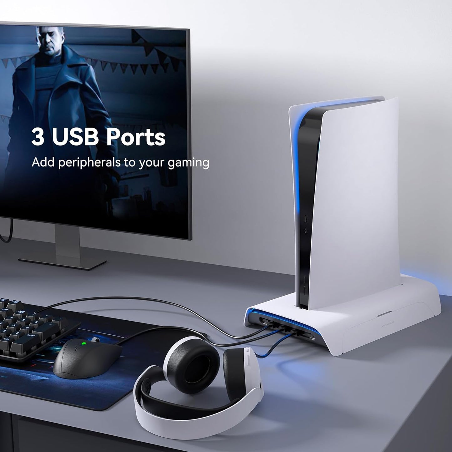 KIWIHOME Vertikale Kühler für PS5 Standfuß |Multifunktion Ständer RGB