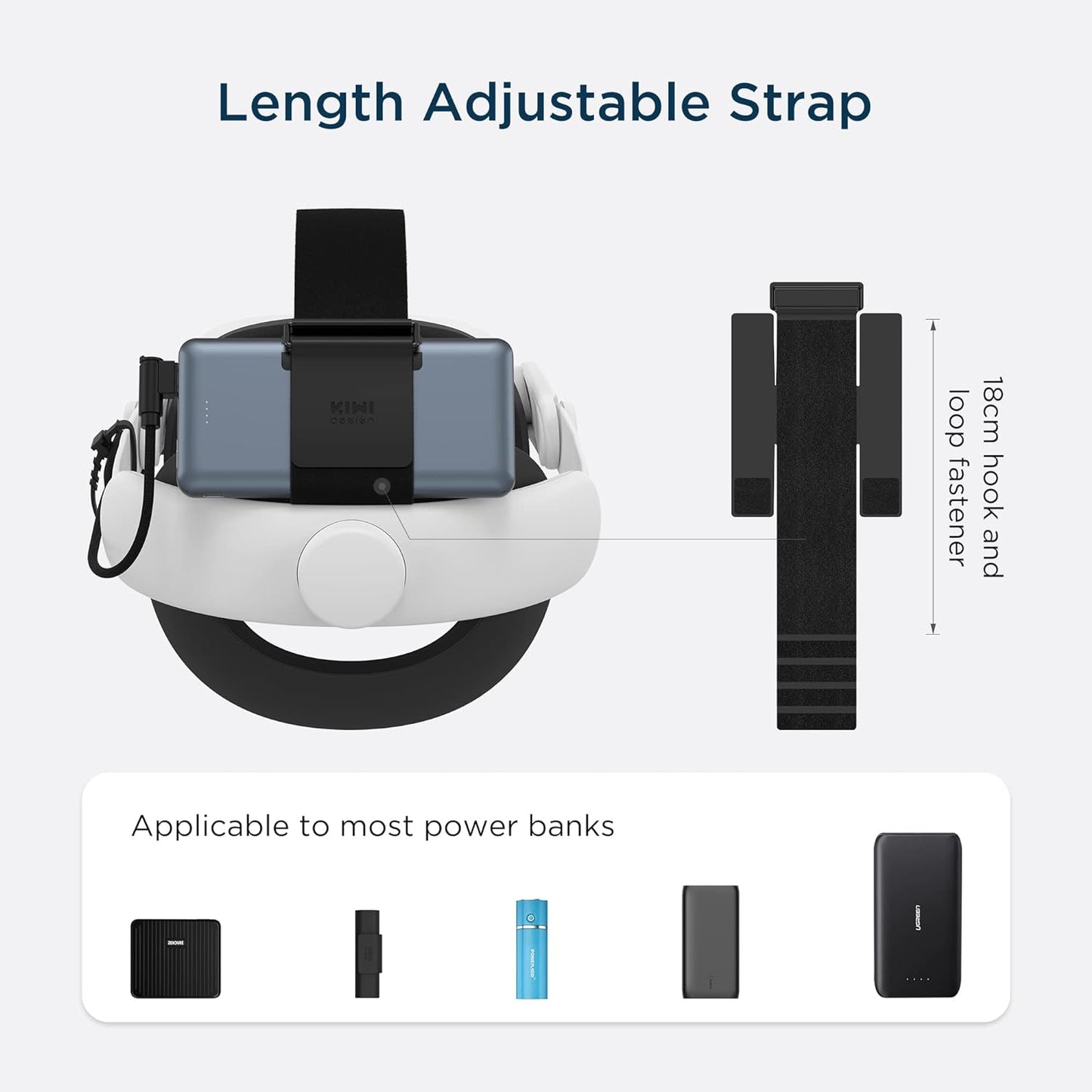KIWI Design Enhanced Elite Strap, stirnband für Quest 2 mit Batterieband, 4-in-1 Quest 2 Kopfbandzubehör (Batterie nicht im Lieferumfang enthalten)